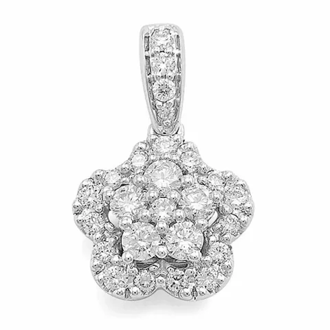 bloem diamanten hanger in 14 caraat witgoud 0,50 ct