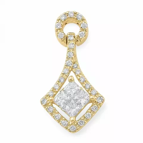 vierkant diamanten hanger in 14 caraat goud 0,32 ct 0,16 ct