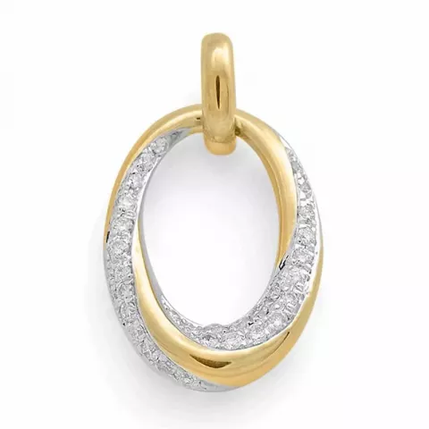 Echt diamanten hanger in 14 caraat goud-en witgoud 0,16 ct