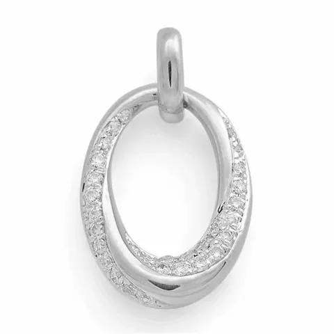 ovaal diamanten hanger in 14 caraat witgoud 0,16 ct