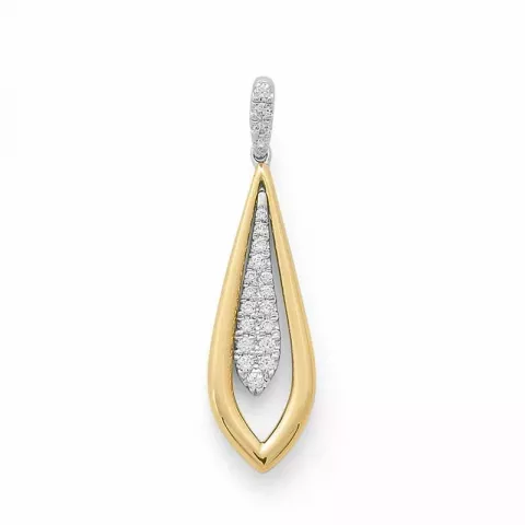 Groot lang diamanten hanger in 14 caraat goud-en witgoud 0,16 ct