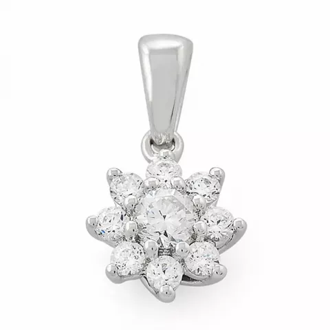 bloem diamanten hanger in 14 caraat witgoud 0,33 ct