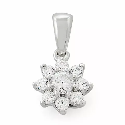 bloem diamanten hanger in 14 caraat witgoud 0,33 ct