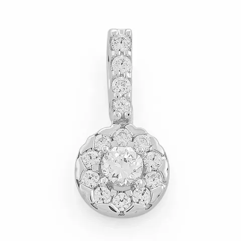 Rond diamant hanger in 14 caraat witgoud 0,14 ct 0,205 ct