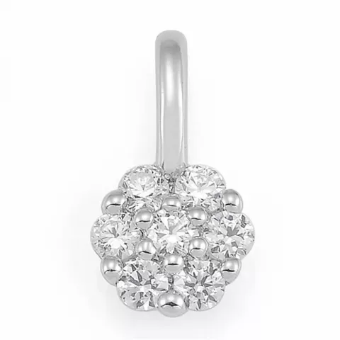 Rond diamant hanger in 14 caraat witgoud 0,154 ct