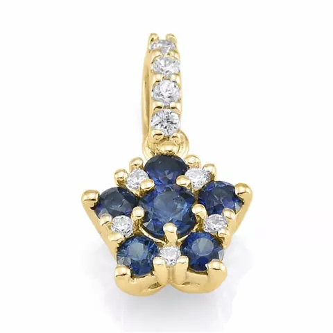 ster saffier hanger in 14 caraat goud 0,074 ct