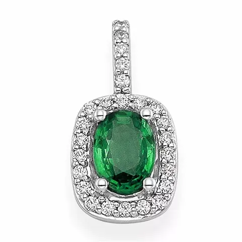 groen smaragd hanger in 14 caraat witgoud 0,19 ct 0,82 ct