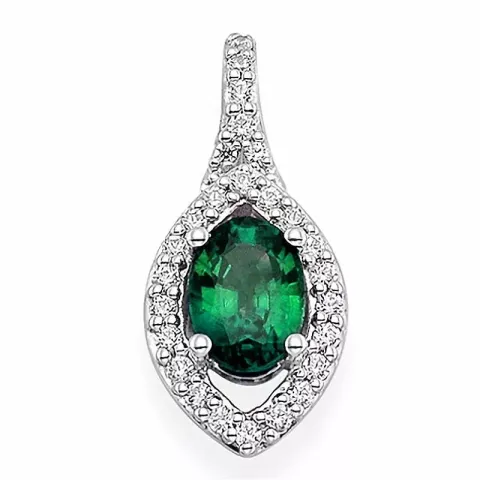 ovaal groen smaragd hanger in 14 caraat witgoud 0,20 ct 0,82 ct