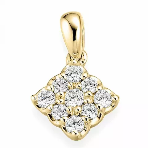 vierkant diamant hanger in 14 caraat goud 0,252 ct