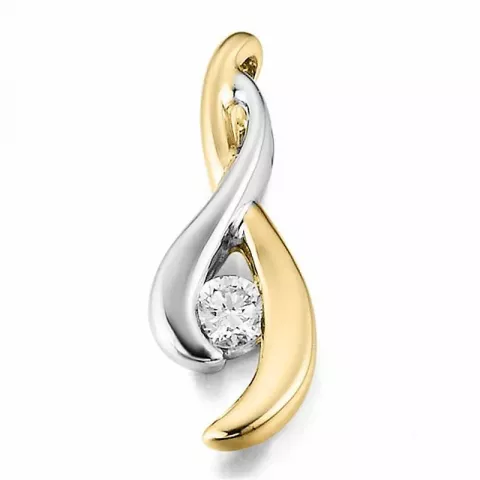 abstract diamant hanger in 14 caraat goud-en witgoud 0,075 ct