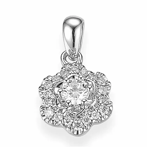 bloem diamant hanger in 14 caraat witgoud 0,11 ct 0,078 ct