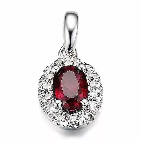 ovaal robijn hanger in 14 caraat witgoud 0,132 ct