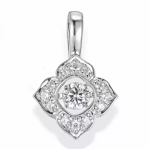 bloem diamant hanger in 14 caraat witgoud 0,332 ct