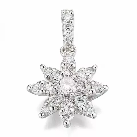bloem diamant hanger in 14 caraat witgoud 0,13 ct 0,266 ct