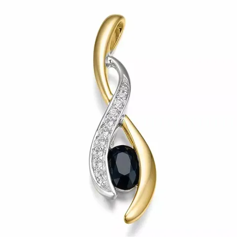 abstract saffier diamanten hanger in 14 caraat goud-en witgoud 0,069 ct 0,65 ct