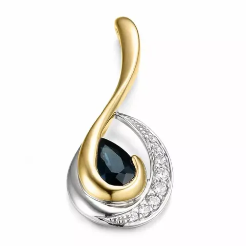 abstract saffier diamanten hanger in 14 caraat goud-en witgoud 0,071 ct
