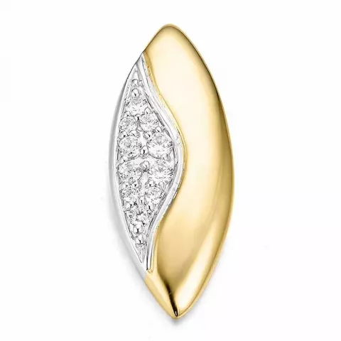 Ovaal diamant hanger in 14 caraat goud-en witgoud 0,214 ct