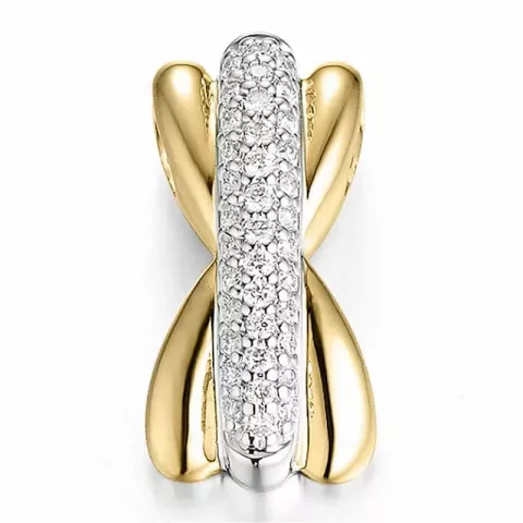 abstract diamant hanger in 14 caraat goud-en witgoud 0,167 ct
