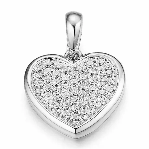 hart diamant hanger in 14 caraat witgoud 0,22 ct