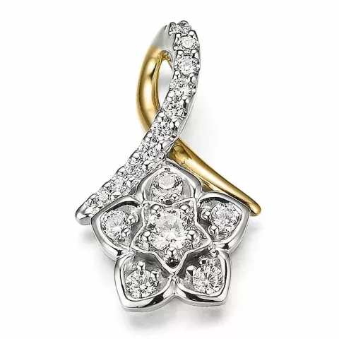 bloem diamant hanger in 14 caraat goud-en witgoud 0,231 ct