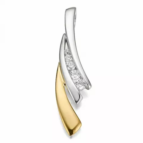 diamant dames hanger in 14 caraat goud-en witgoud 0,119 ct