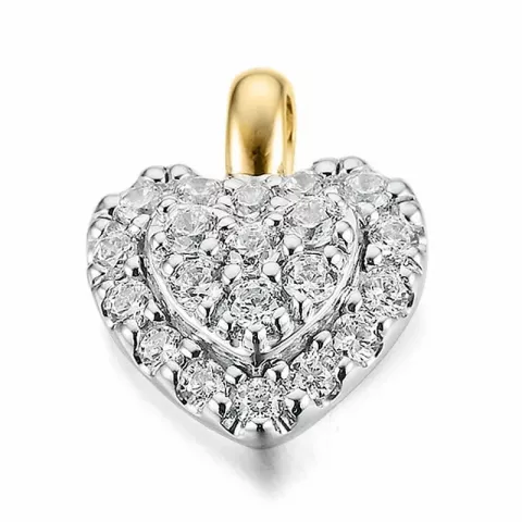hart diamant hanger in 14 caraat goud-en witgoud 0,252 ct