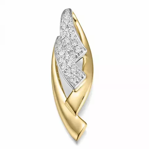 abstract diamant hanger in 14 caraat goud-en witgoud 0,249 ct