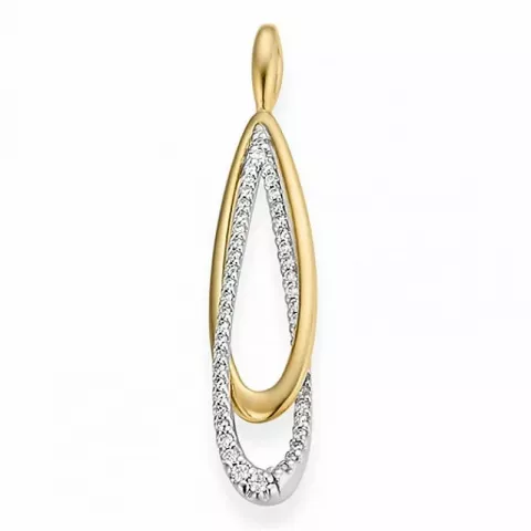 Druppelvormig diamant dames hanger in 14 caraat goud-en witgoud 0,261 ct