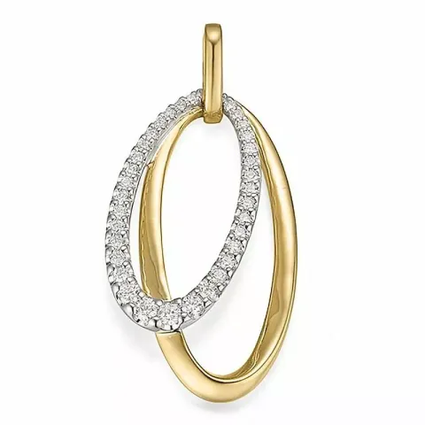 ovaal diamanten hanger in 14 caraat goud-en witgoud 0,342 ct