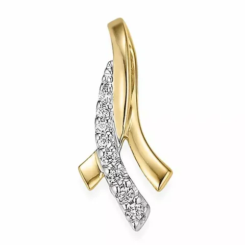 abstract diamant hanger in 14 caraat goud-en witgoud 0,05 ct