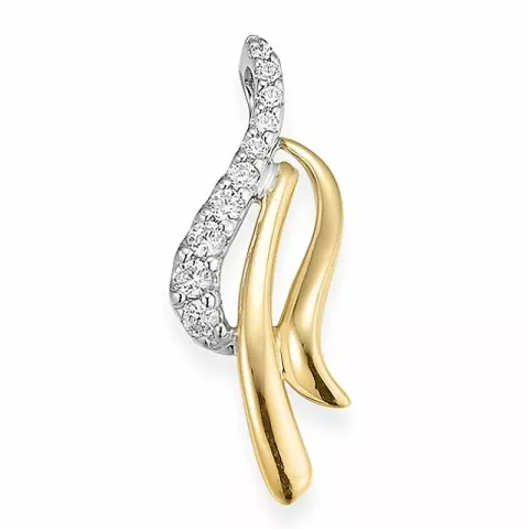 abstract diamant hanger in 14 caraat goud-en witgoud 0,1 ct