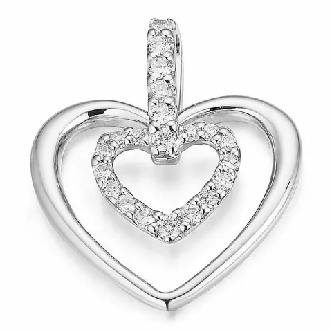 Hart diamant hanger in 14 caraat witgoud 0,199 ct