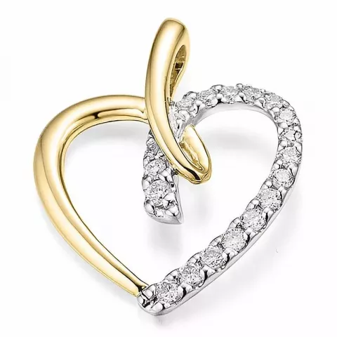 hart diamant hanger in 14 caraat goud-en witgoud 0,195 ct