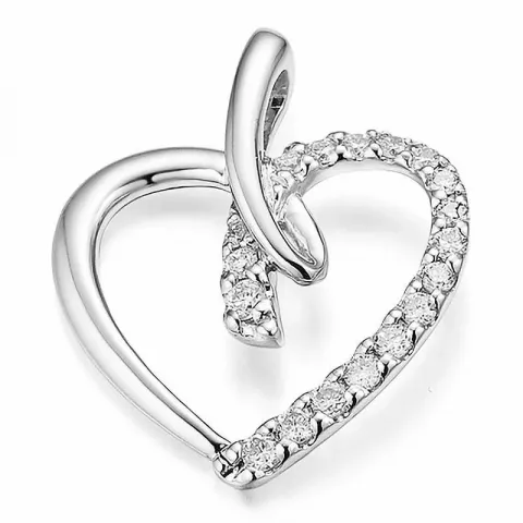 hart diamant hanger in 14 caraat witgoud 0,195 ct