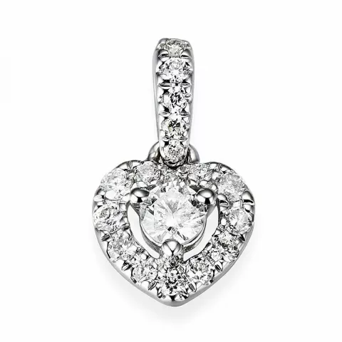 hart diamant witgoud hanger in 14 caraat witgoud 0,1 ct 0,155 ct