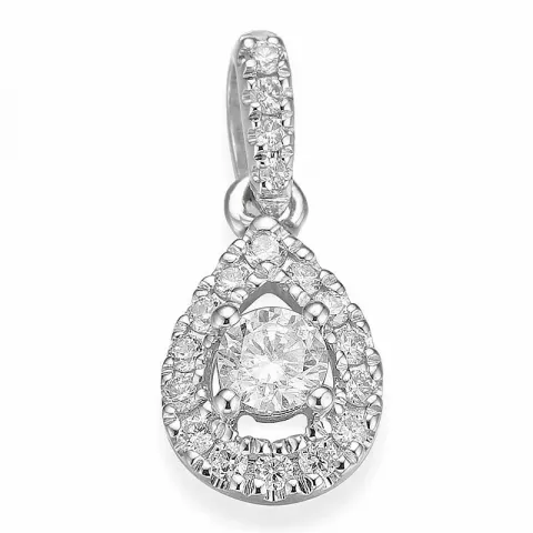 Druppelvormig diamant hanger in 14 caraat witgoud 0,12 ct 0,105 ct