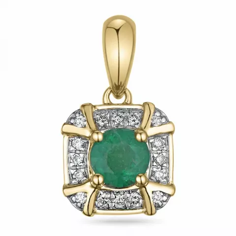 Vierkant smaragd hanger in 14 caraat goud-en witgoud 0,07 ct 0,35 ct