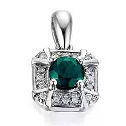smaragd diamanten hanger in 14 caraat witgoud 0,07 ct 0,35 ct
