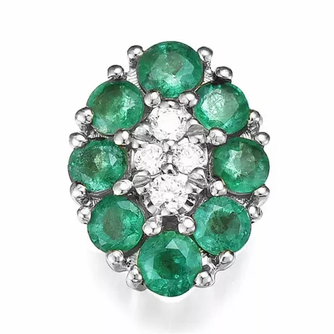 smaragd diamanten hanger in 14 caraat witgoud 0,76 ct 0,06 ct