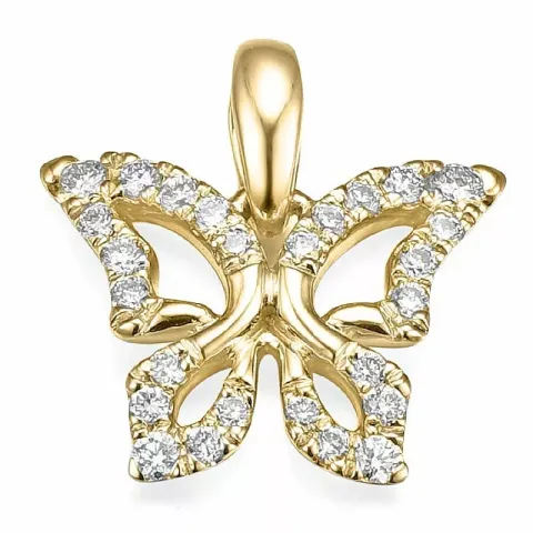 vlinder diamant hanger in 14 caraat goud 0,134 ct