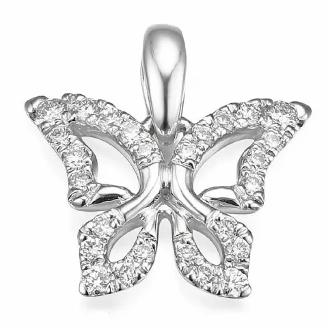 vlinder diamant hanger in 14 caraat witgoud 0,134 ct