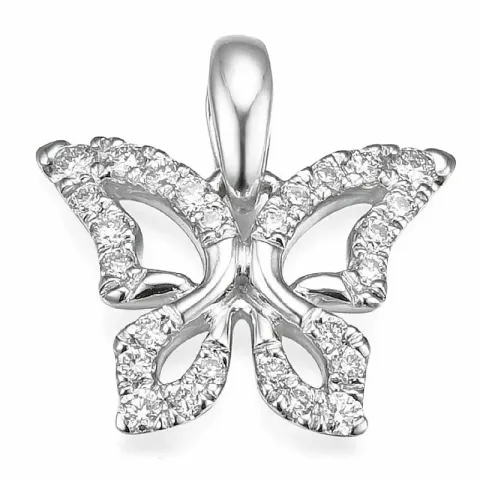 vlinder diamant hanger in 14 caraat witgoud 0,134 ct