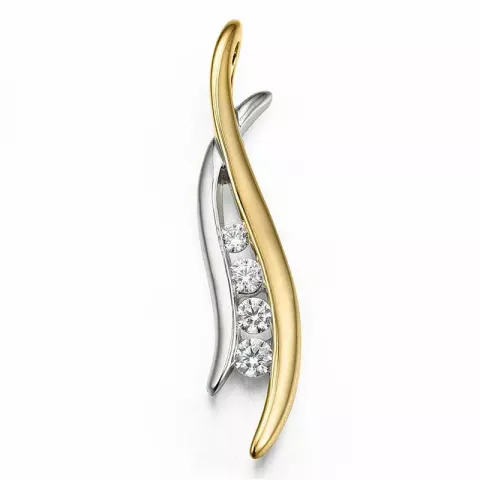 diamant hanger in 14 caraat goud-en witgoud 0,116 ct