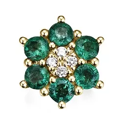 bloem smaragd diamanten hanger in 14 caraat goud 0,86 ct 0,04 ct