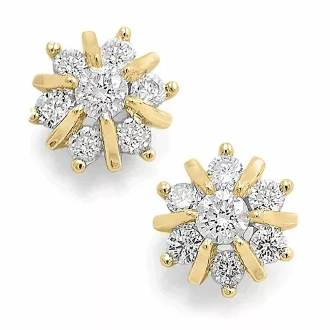 ster diamant oorsteker in 14 karaat goud met diamant 