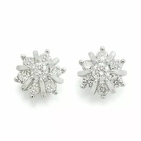 ster diamant oorsteker in 14 karaat witgoud met diamant