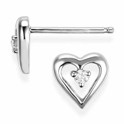 Klein hart diamant oorsteker in 14 karaat witgoud met diamanten