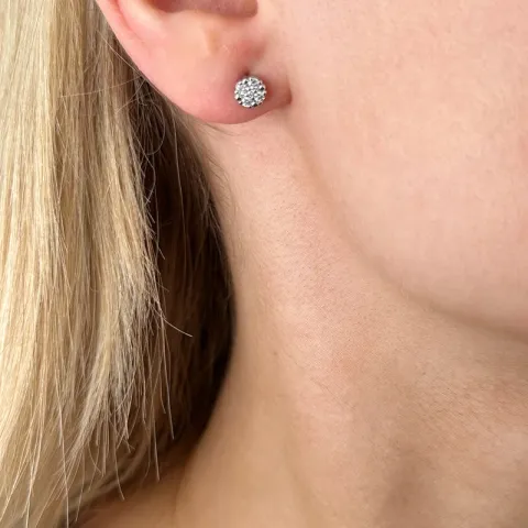 Echt diamant oorbellen in 14 karaat witgoud met diamanten