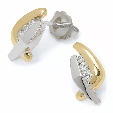 diamant oorsteker in 14 karaat goud en witgoud met diamant
