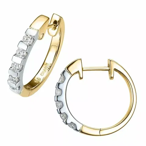 16 mm diamant creool in 14 karaat goud en witgoud met diamant